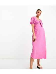Influence Maternity - Vestito midi allacciato sul davanti rosa testurizzato