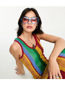 Reclaimed Vintage - Vestito in maglia a righe con fondo sfrangiato-Multicolore