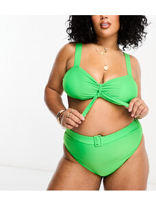 Brave Soul Plus - Top bikini verde allacciato sul davanti