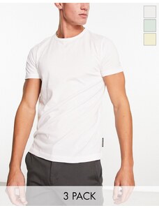 French Connection - Confezione da 3 t-shirt girocollo color menta, limone e bianca-Multicolore