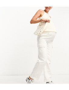 Cotton On Maternity - Pantaloni cargo bianco gesso