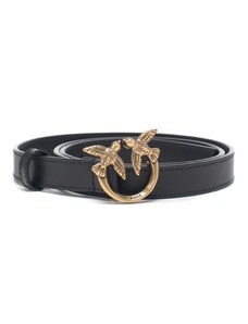 Pinko cintura sottile 2cm love birds in pelle nero oro