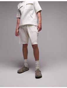 Topman - Pantaloncini oversize plissé écru-Bianco