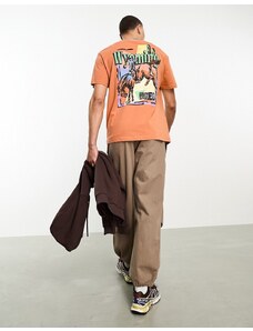 ASOS DESIGN - T-shirt comoda color argilla slavato con stampa di cowboy sul retro-Grigio