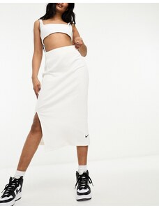 Nike - Gonna midi in jersey color vela a coste-Bianco