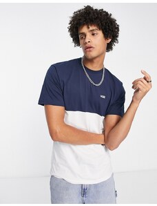 Vans - T-shirt colourblock bianca e blu navy