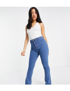 Don't Think Twice Petite - Bianca - Jeans a zampa stile disco a vita alta blu medio