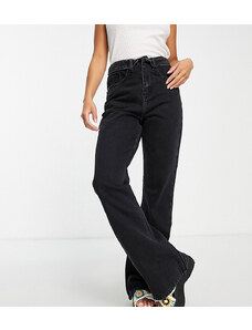 Don't Think Twice DTT Petite - Jeans a zampa nero slavato con girovita risvoltato