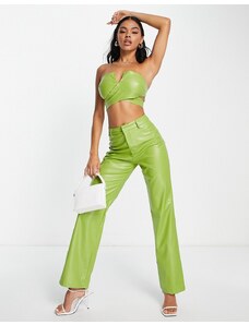 Missyempire - Pantaloni in pelle sintetica verde in coordinato