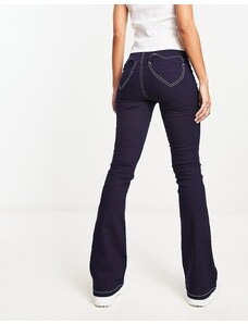 Don't Think Twice DTT - Bianca - Jeans a fondo ampio stile disco a vita alta blu con tasche a cuore