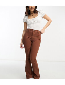 Don't Think Twice Petite - Bianca - Jeans a fondo ampio stile disco a vita alta marrone cioccolato-Brown