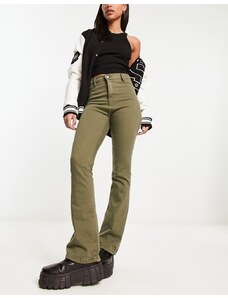 Don't Think Twice DTT - Bianca - Jeans stile disco a vita alta kaki a fondo ampio-Verde