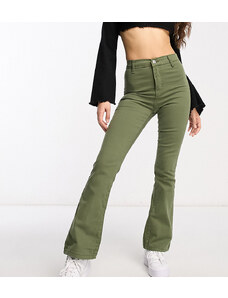 Don't Think Twice Petite - Bianca - Jeans a fondo ampio stile disco a vita alta kaki-Verde