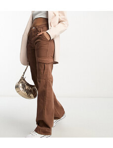 Don't Think Twice DTT Tall - Molly - Jeans cargo a vita alta con fondo ampio color cioccolato-Brown