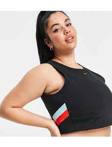 Nike Training Plus - Crop top senza maniche nero a righe colorblock