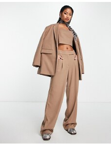 Something New x Naomi Anwer - Pantaloni sartoriali con fondo ampio beige in coordinato-Neutro