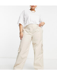 Something New Curve X Naomi Anwer - Pantaloni cargo color crema-Bianco