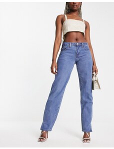 Missyempire - Jeans a vita bassa con spacco sulla gamba blu