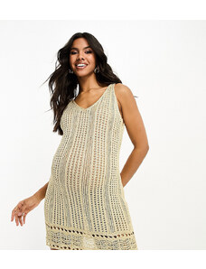 ASOS Maternity ASOS DESIGN Maternity - Vestito corto all'uncinetto oro metallizzato