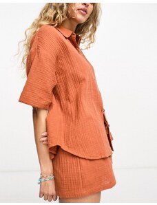Iisla & Bird - Camicia ampia da spiaggia color ruggine in coordinato-Arancione