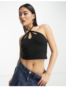 Something New - Crop top nero con cut-out-Black