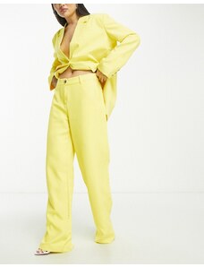 Something New x Madeleine Pedersen - Pantaloni sartoriali a fondo ampio giallo fluo in coordinato