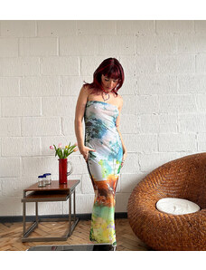 Labelrail x Lara Adkins - Woodland - Vestito lungo a fascia multicolore stampato
