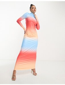 Something New x Klara Hellqvist - Vestito lungo accollato color tramonto sfumato-Multicolore
