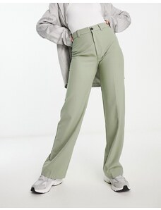 Pull&Bear - Pantaloni sartoriali a vita alta verdi-Verde