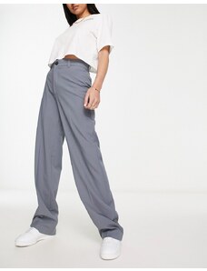 Pull&Bear - Pantaloni sartoriali a vita alta blu grigio