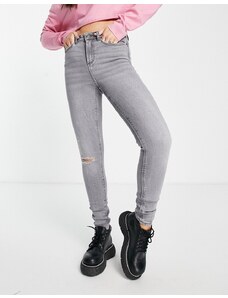 Noisy May Premium - Callie - Jeans skinny a vita alta grigio chiaro con strappo al ginocchio