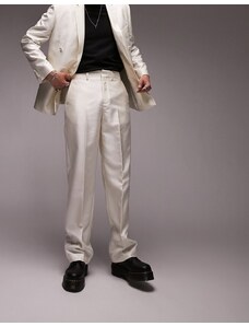 Topman - Pantaloni da abito a fondo ampio con pieghe bianchi-Bianco