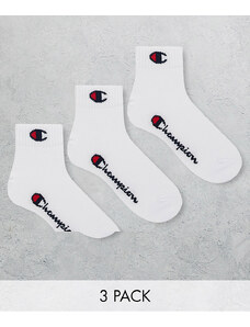 Champion - Confezione da 3 paia di calzini bianchi con logo-Bianco