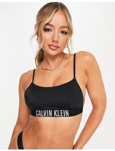 Calvin Klein - Top bikini a brassière nero con logo