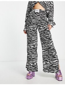 Sixth June - Pantaloni con fondo ampio neri e bianchi zebrati in coordinato-Nero