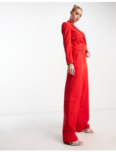 Something New x Madeleine Pedersen - Pantaloni cargo rossi in coordinato-Rosso