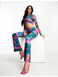 Sixth June - Pantaloni stampati in rete multicolore in coordinato