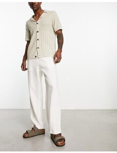 Weekday - Seth - Pantaloni in lino bianco sporco