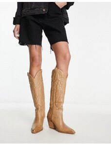 Bronx - New Kole - Stivali al ginocchio stile western in pelle color cammello-Neutro
