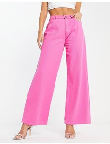FAE - Jeans a vita alta a fondo ampio lavaggio rosa fucsia