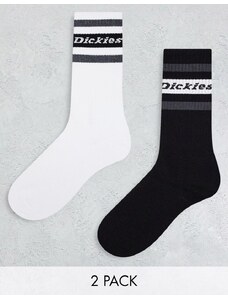 Dickies - Genola - Confezione da 2 paia di calzini bianchi e neri con bordino-Nero