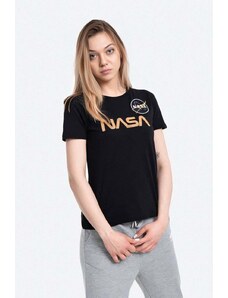 Alpha Industries t-shirt in cotone NASA PM 198053 365 colore nero 198053.365- NERO