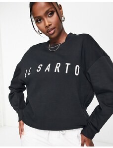 Il Sarto - Felpa oversize nera con logo in coordinato-Nero