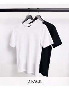 ASOS DESIGN - Confezione da 2 T-shirt attillate girocollo bianca e nera-Multicolore