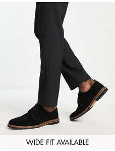 ASOS DESIGN - Scarpe stringate in camoscio nero con suola a contrasto