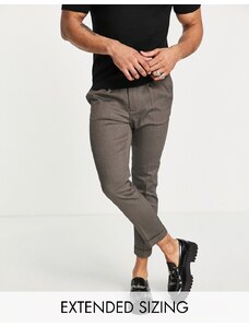 ASOS DESIGN - Pantaloni eleganti affusolati color cammello testurizzati con risvolto-Neutro