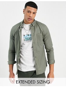 ASOS DESIGN - Camicia Oxford slim color kaki-Verde