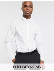 ASOS DESIGN - Camicia elasticizzata da ufficio slim bianca-Bianco