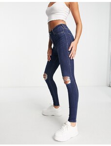 Hollister - Jeans skinny color indaco con strappi-Blu