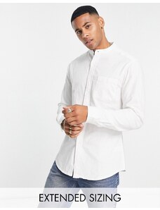 ASOS DESIGN - Camicia Oxford slim bianca con collo serafino-Bianco